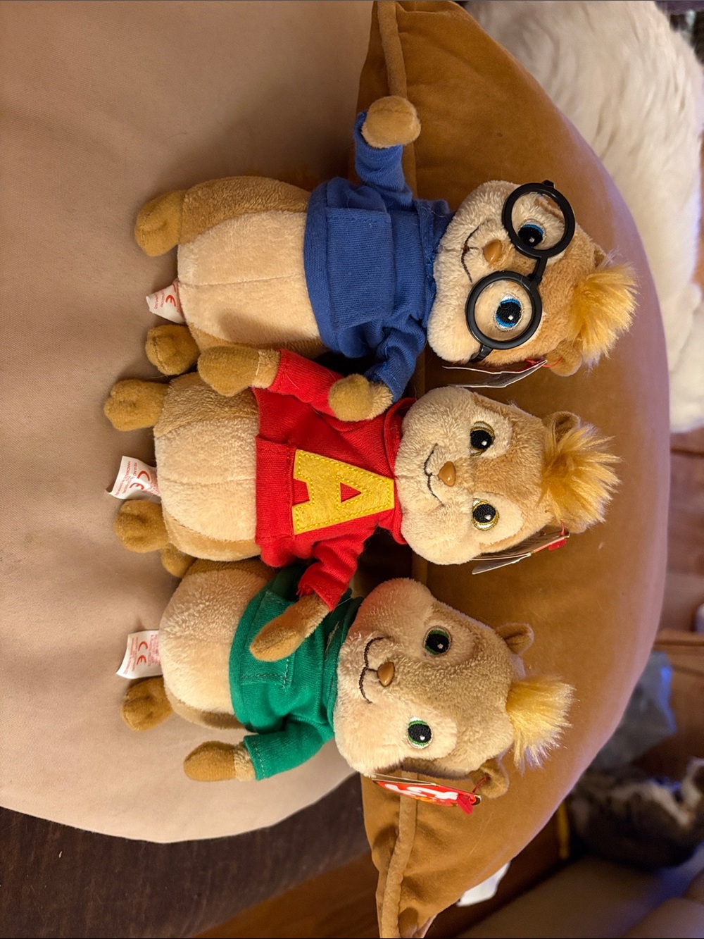 TY Plush Toy - Set with Red, Blue, Green Outfits-Alvin and the Chipmunks/Retired